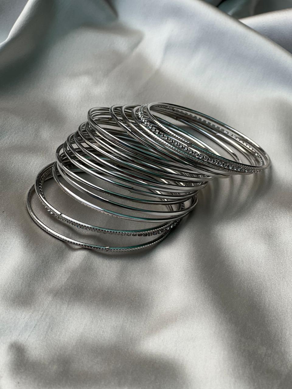 set of silver bangles