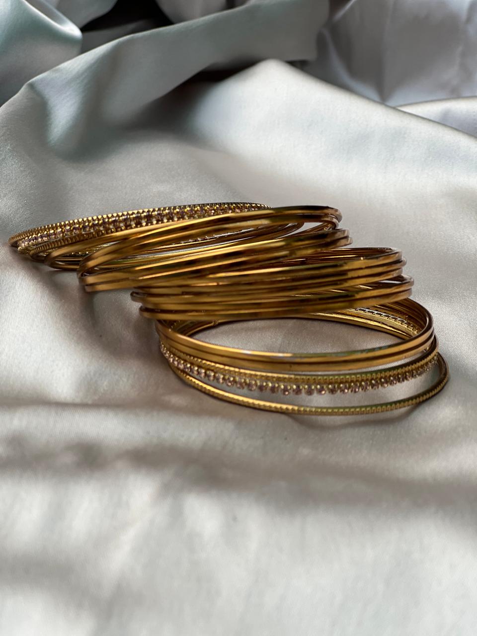set of trending golden bangles